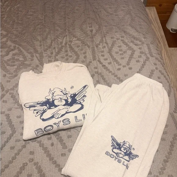 Boys Lie Cream and Blue Crewneck Sweater - Picture 6 of 6